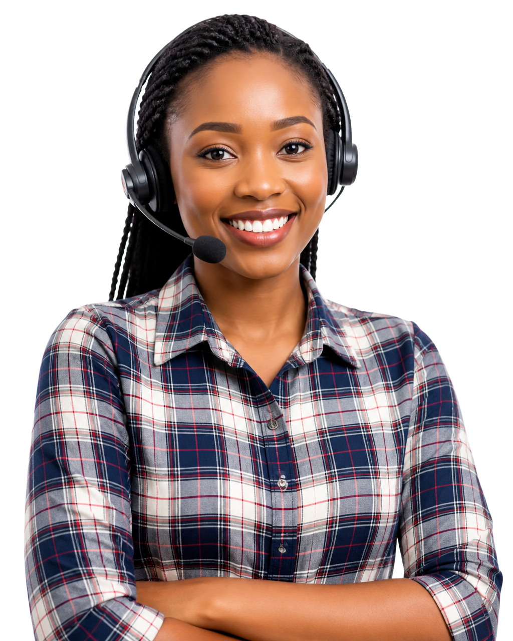 Afrisolve virtual assistant wearing a headset